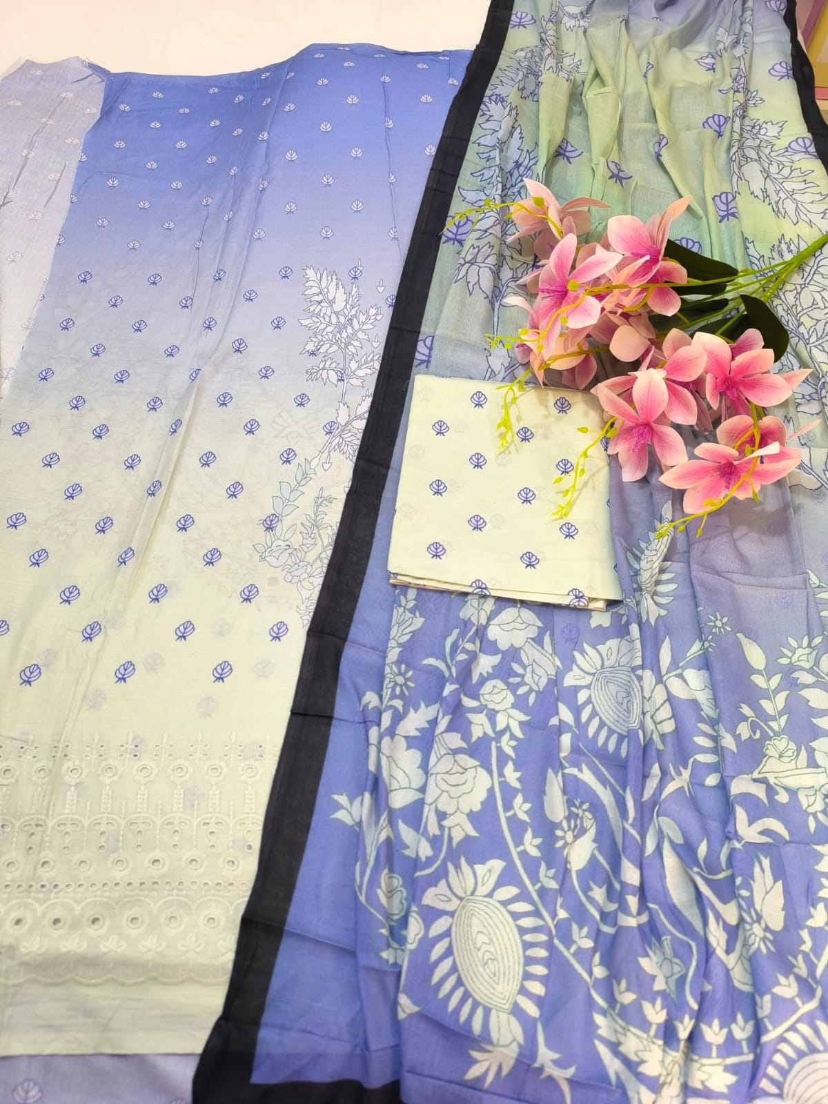 Exclusive Lawn Dress with Cutwork Embroidery & Large Dupatta – 48″ Long | Buy Online in Bangladesh